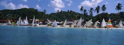 Framed Sailboats on the beach, Grenada Sailing Festival, Grand Anse Beach, Grenada Print