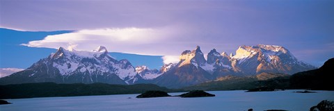 Framed Clouds over snow covered mountains, Towers Of Paine, Torres Del Paine National Park, Patagonia, Chile Print