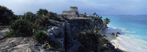 Framed Castle on a cliff, El Castillo, Tulum, Yucatan, Mexico Print