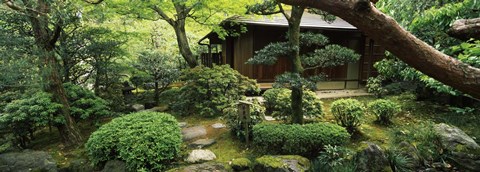 Framed Temple in a garden, Yuzen-En Garden, Chion-In, Higashiyama Ward, Kyoto, Kyoto Prefecture, Kinki Region, Honshu, Japan Print