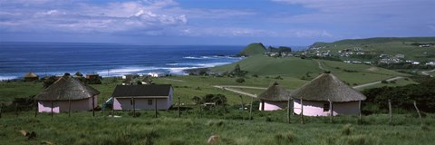 Framed Thatched Rondawel huts, Hole in the Wall, Coffee Bay, Transkei, Wild Coast, Eastern Cape Province, Republic of South Africa Print