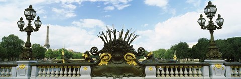 Framed Bridge with a tower in the background, Pont Alexandre III, Eiffel Tower, Paris, Ile-de-France, France Print