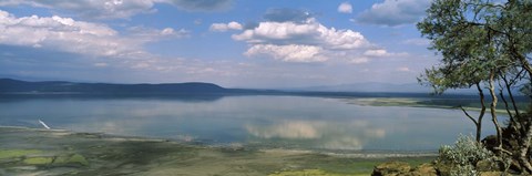 Framed Reflection of clouds in water, Lake Nakuru, Lake Nakuru National Park, Great Rift Valley, Kenya Print