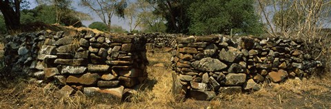 Framed Ruins of a stone wall, Thimlich Ohinga, Lake Victoria, Great Rift Valley, Kenya Print
