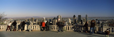 Framed Tourists at an observation point, Chalet du Mont-Royal, Mt Royal, Kondiaronk Belvedere, Montreal, Quebec, Canada Print