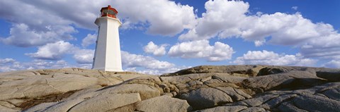 Framed Low Angle View Of A Lighthouse, Peggy&#39;s Cove, Nova Scotia, Canada Print