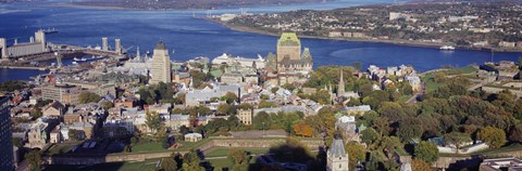 Framed High angle view of buildings in a city, Quebec City, Quebec, Canada Print
