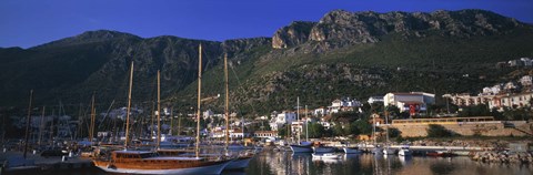 Framed Boats at a marina, Kas, Antalya Province, Turkey Print