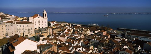 Framed High angle view of buildings in a city, Alfama, Lisbon, Portugal Print