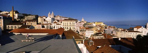 Framed Roof top view, Alfama, Lisbon, Portugal Print