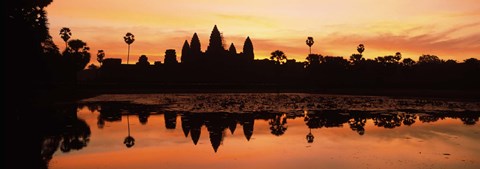 Framed Silhouette of a temple, Angkor Wat, Angkor, Cambodia Print