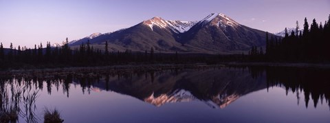Framed Reflection of mountains in water, Banff, Alberta, Canada Print