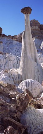 Framed Pinnacle formations on an arid landscape, Wahweap Hoodoos, Arizona, USA Print