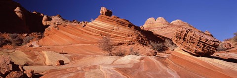 Framed Rock formations on an arid landscape, Coyote Butte, Vermillion Cliffs, Paria Canyon, Arizona, USA Print