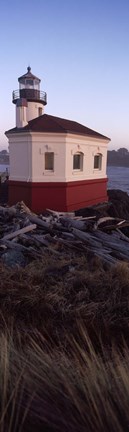 Framed Lighthouse at the coast, Coquille River Lighthouse, Bandon, Coos County, Oregon, USA Print