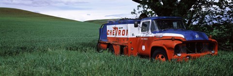 Framed Antique gas truck on a landscape, Palouse, Whitman County, Washington State, USA Print