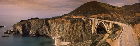 Framed Bridge on a hill, Bixby Bridge, Big Sur, California, USA Print