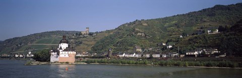 Framed Castle at the waterfront, Pfalz Castle, Rhine River, Kaub, Koblenz, Rhineland-Palatinate, Germany Print