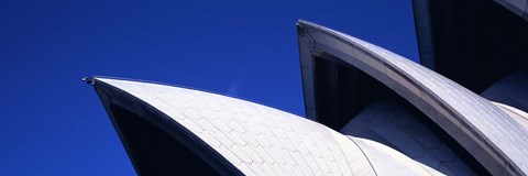 Framed Low angle view of opera house sails, Sydney Opera House, Sydney Harbor, Sydney, New South Wales, Australia Print