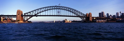 Framed Bridge across the sea, Sydney Harbor Bridge, McMahons Point, Sydney Harbor, Sydney, New South Wales, Australia Print