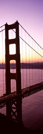 Framed Suspension bridge at sunrise, Golden Gate Bridge, San Francisco Bay, San Francisco, California (vertical) Print