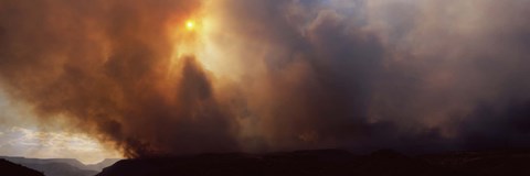 Framed Smoke from a forest fire, Zion National Park, Washington County, Utah, USA Print