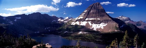 Framed Mountain range at the lakeside, Bearhat Mountain, Hidden Lake, Us Glacier National Park, Montana, USA Print