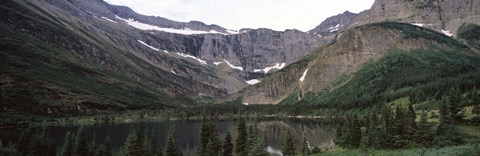 Framed Lake surrounded with mountains, Mountain Lake, US Glacier National Park, Montana, USA Print
