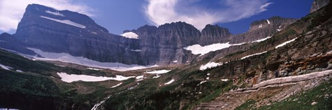 Framed Snow on mountain range, US Glacier National Park, Montana, USA Print