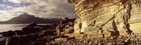Framed Rock formations on an island, Elgol, Isle Of Skye, Inner Hebrides, Scotland Print