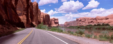 Framed Highway along rock formations, Utah State Route 279, Utah, USA Print
