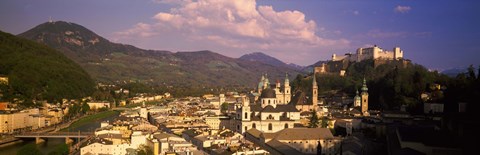Framed High angle view of a city, Salzburg, Austria Print