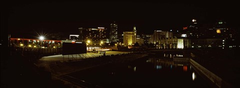Framed City lit up at night, Cape Town, Western Cape Province, South Africa Print