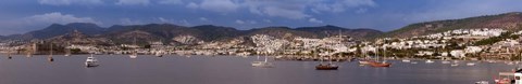 Framed Buildings at the waterfront, St Peter&#39;s Castle, Bodrum, Mugla Province, Aegean Region, Turkey Print