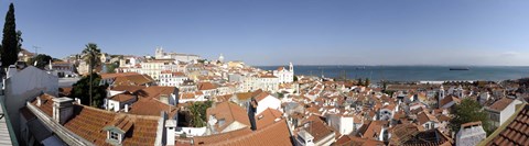 Framed High angle view of a city, Sao Vicente da Fora, Largo das Portas do Sol, Alfama, Lisbon, Portugal Print