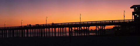 Framed Silhouette of a pier at sunset, Ventura, Ventura County, California, USA Print