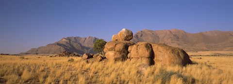Framed Rock formations in a desert, Brandberg Mountains, Damaraland, Namib Desert, Namibia Print