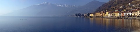 Framed Town at the waterfront, Domaso, Lake Como, Como, Lombardy, Italy Print