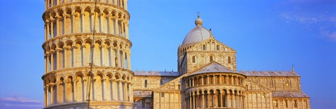 Framed Tower with a cathedral, Pisa Cathedral, Leaning Tower Of Pisa, Piazza Dei Miracoli, Pisa, Tuscany, Italy Print