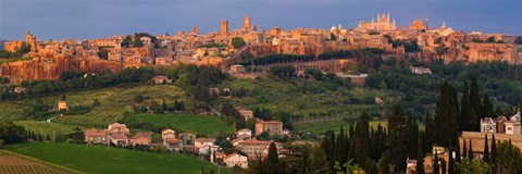 Framed High angle view of a cityscape, Orvieto, Umbria, Italy Print