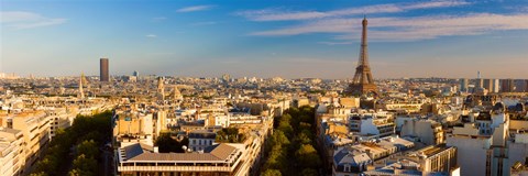 Framed Cityscape with Eiffel Tower in background, Paris, Ile-de-France, France Print