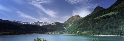 Framed Mountains at the lakeside, Lungerersee, Lungern, Obwalden Canton, Switzerland Print