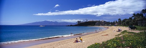 Framed Tourists on the beach, Maui, Hawaii, USA Print