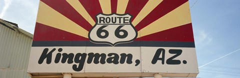 Framed Low angle view of a road sign, Route 66, Kingman, Mohave County, Arizona, USA Print