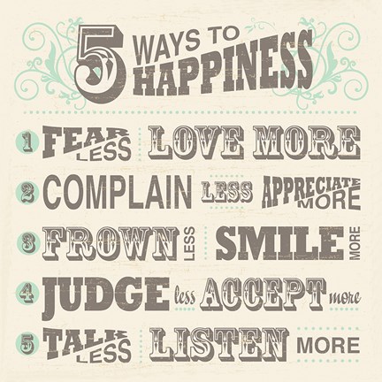 Framed Five Ways to Happiness Print