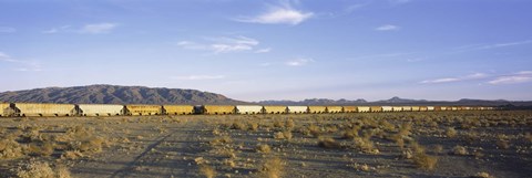 Framed Freight train in a desert, Trona, San Bernardino County, California, USA Print