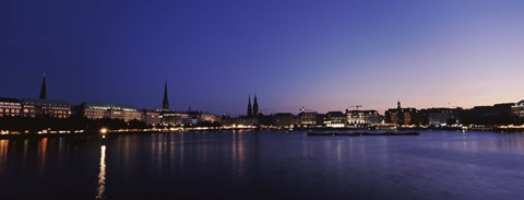 Framed Buildings at the waterfront, Alster Lake, Hamburg, Germany Print