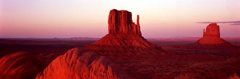 Framed East Mitten and West Mitten buttes at sunset, Monument Valley, Utah Print