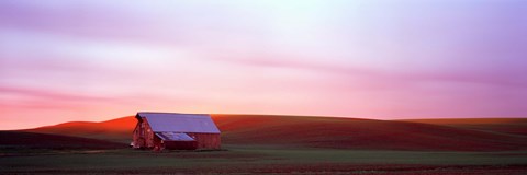 Framed Red Barn at Sunset, Washington State Print