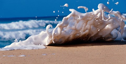 Framed Foam splashing on the beach Print